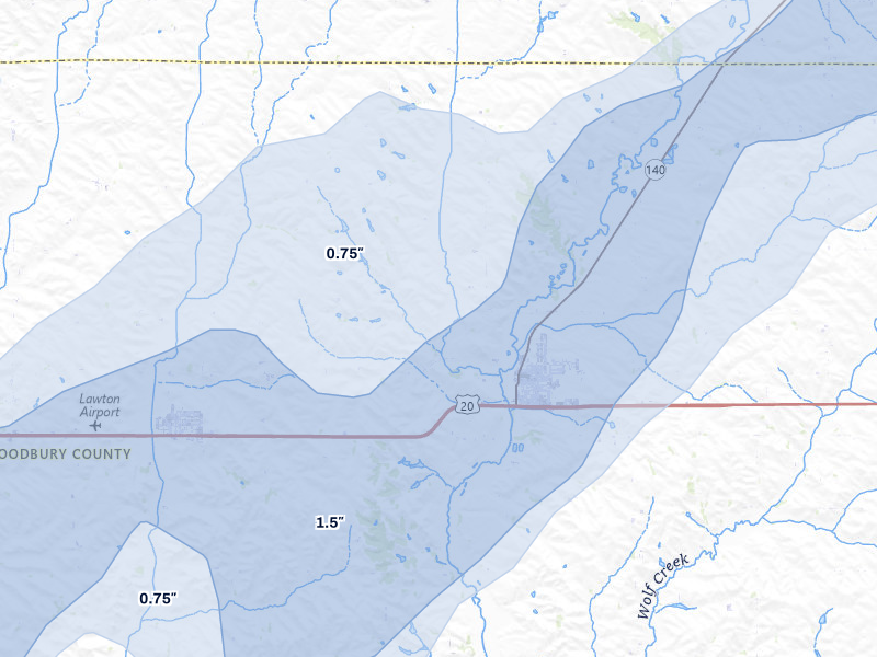 NEXRAD radar-signature map of the hail over Moville, IA