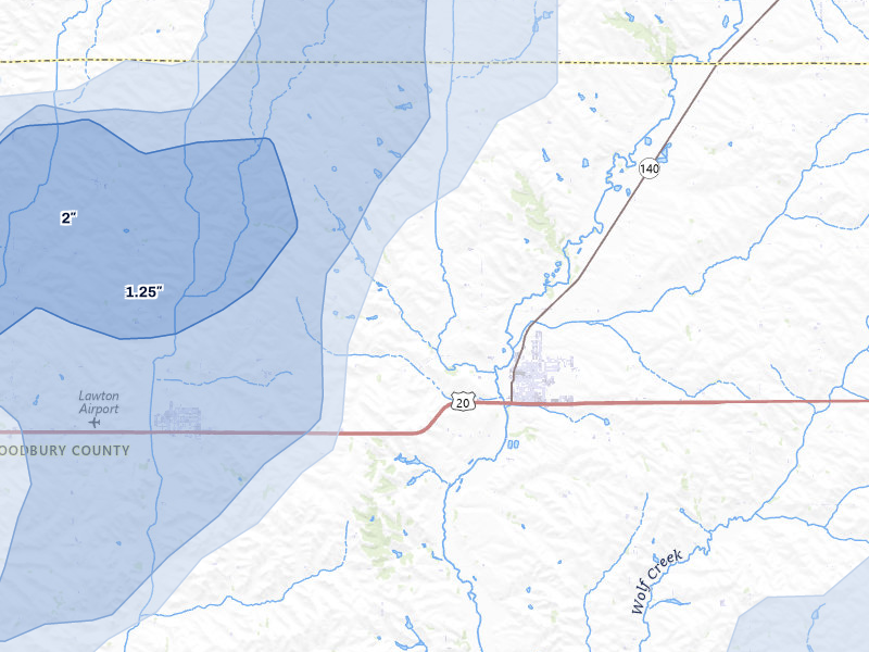 NEXRAD radar-signature map of the hail storm over Moville, IA on May 17, 2026