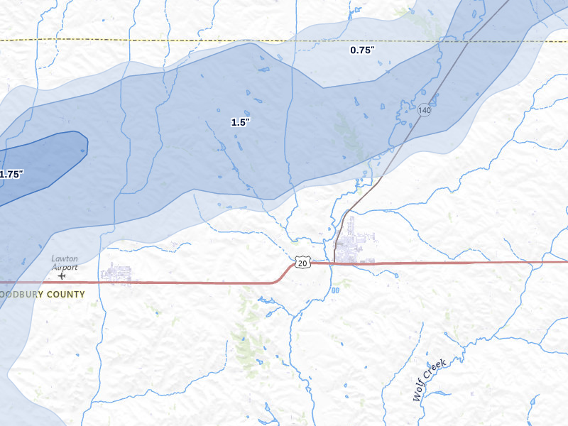 NEXRAD radar-signature map of the hail storm over Moville, IA on Jun 29, 2026