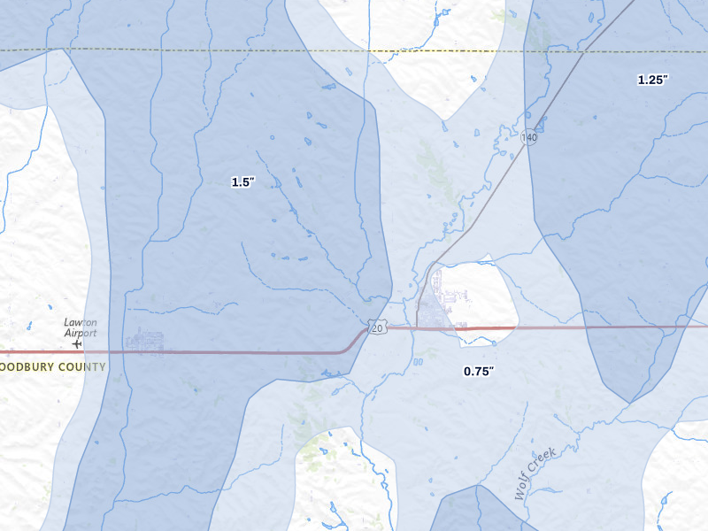 NEXRAD radar-signature map of the hail storm over Moville, IA on Jun 30, 2026