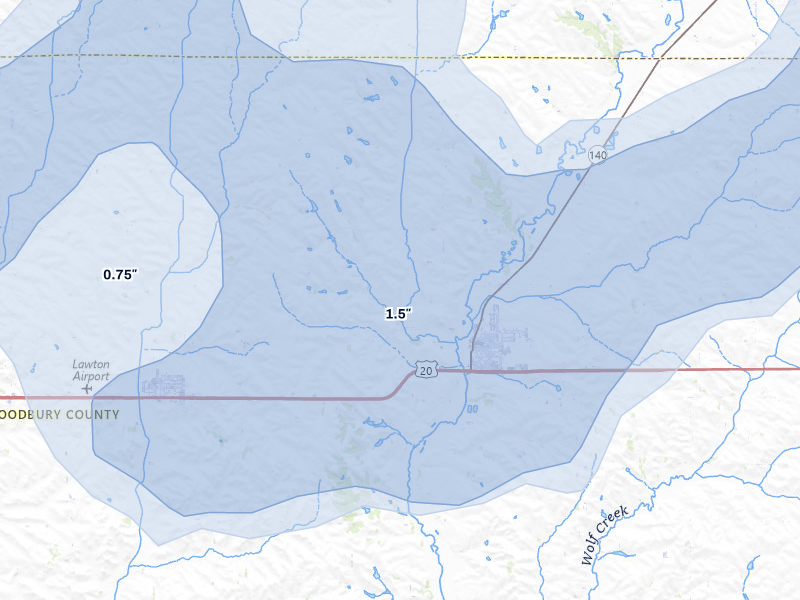 NEXRAD radar-signature map of the hail over Moville, IA