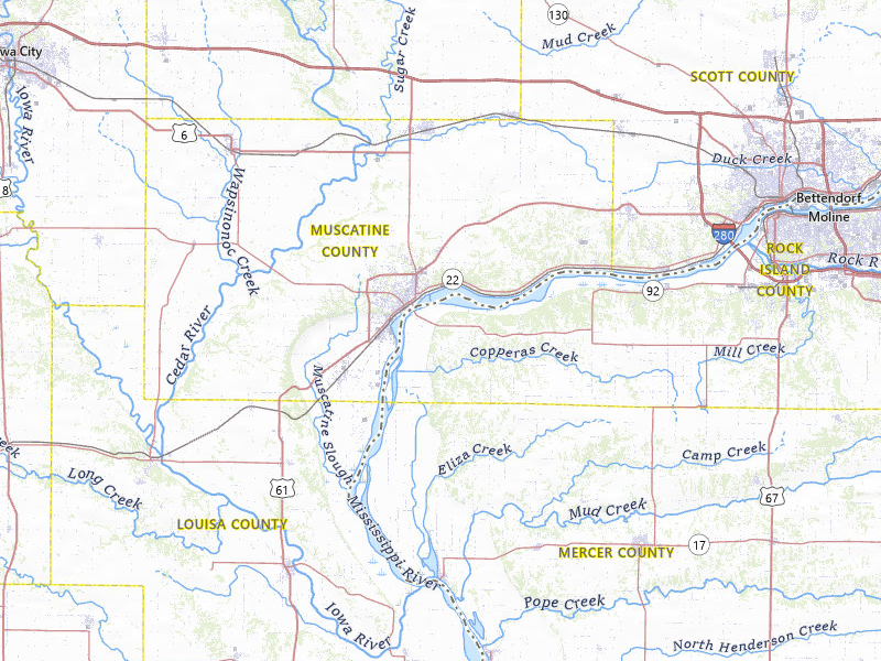 Radar-estimated hail-size map of the storm over Muscatine, IA on Apr 17, 2026