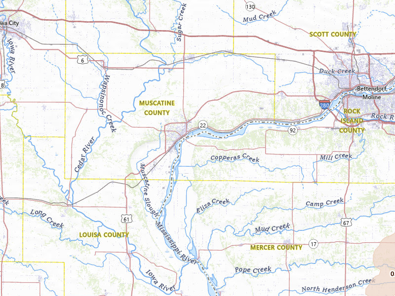 Radar-estimated hail-size map of the storm over Muscatine, IA on Jul 2, 2026
