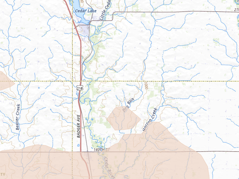 Radar-estimated hail-size map of the storm over Nashua, IA on Aug 10, 2026