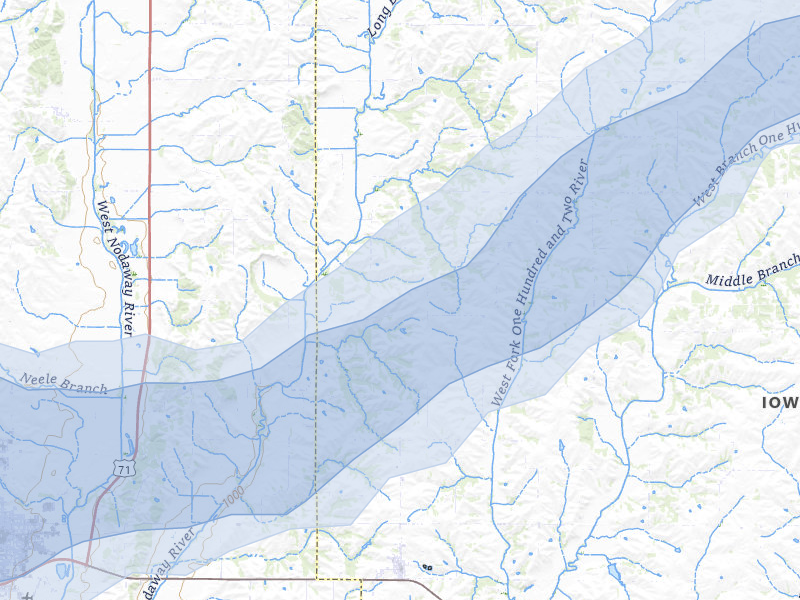 NEXRAD radar-signature map of the hail over New Market, IA
