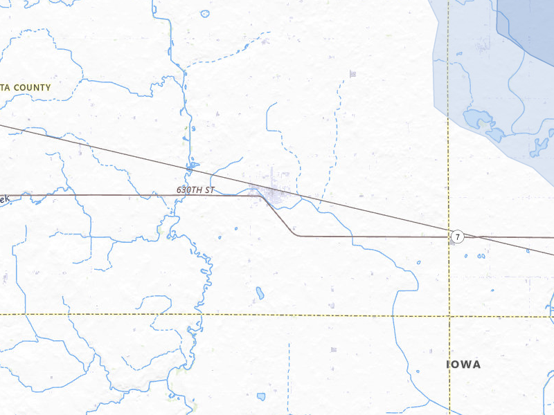 NEXRAD radar-signature map of the hail storm over Newell, IA on Aug 8, 2026
