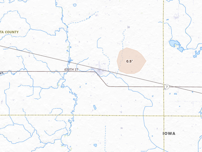 Radar-estimated hail-size map of the storm over Newell, IA