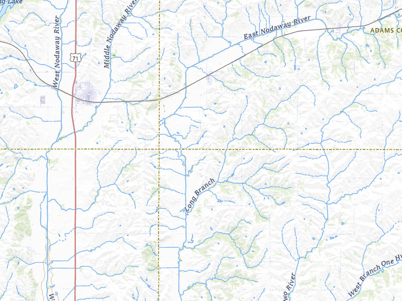 Radar-estimated hail-size map of the storm over Nodaway, IA on May 18, 2026