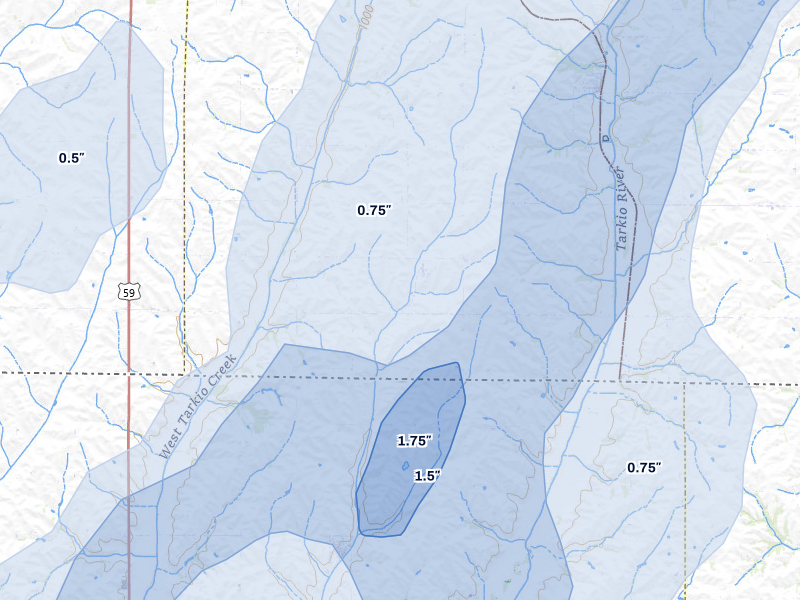 NEXRAD radar-signature map of the hail storm over Northboro, IA on Mar 5, 2026