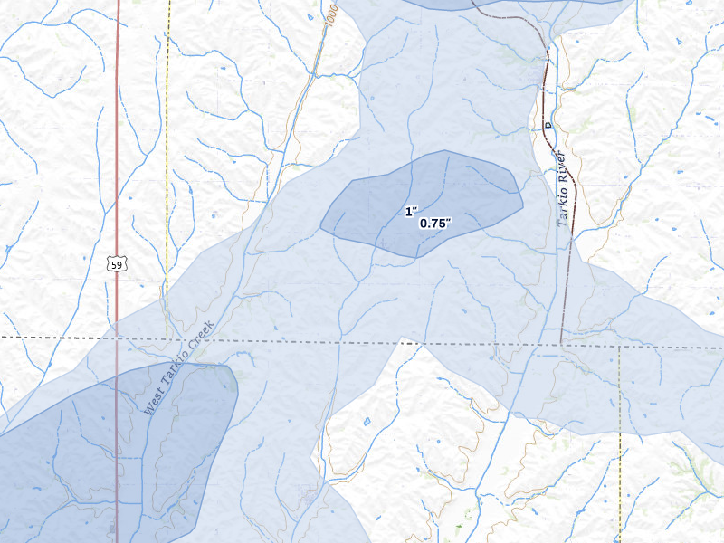 NEXRAD radar-signature map of the hail over Northboro, IA