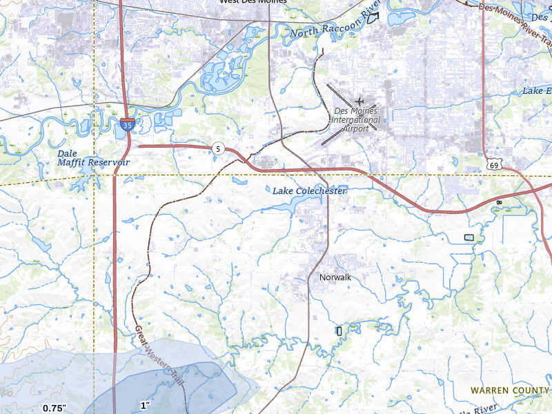 NEXRAD radar-signature map of the hail storm over Norwalk, IA on May 15, 2026