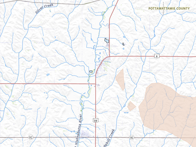 Radar-estimated hail-size map of the storm over Oakland, IA on Aug 8, 2026