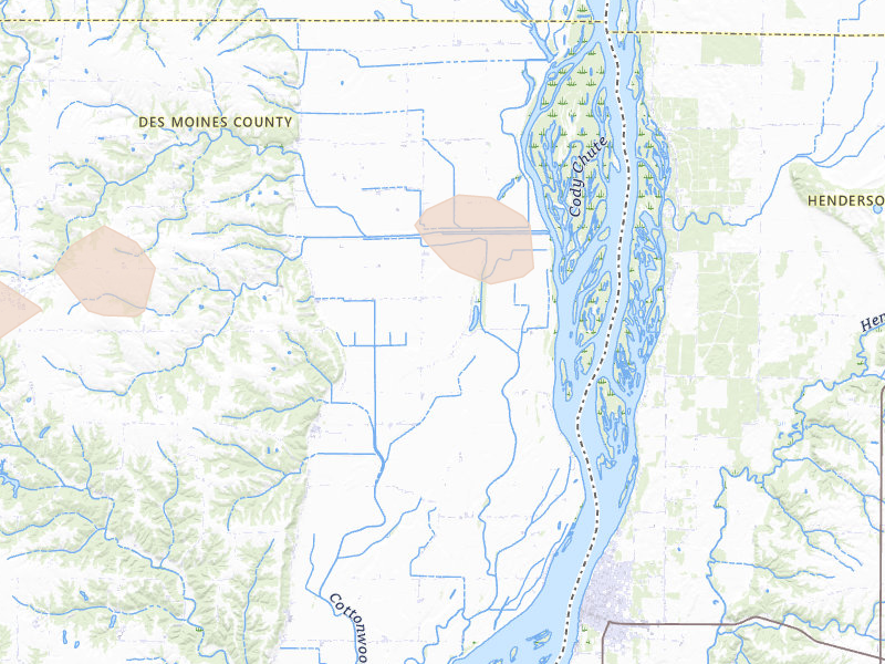Radar-estimated hail-size map of the storm over Oakville, IA on May 15, 2026