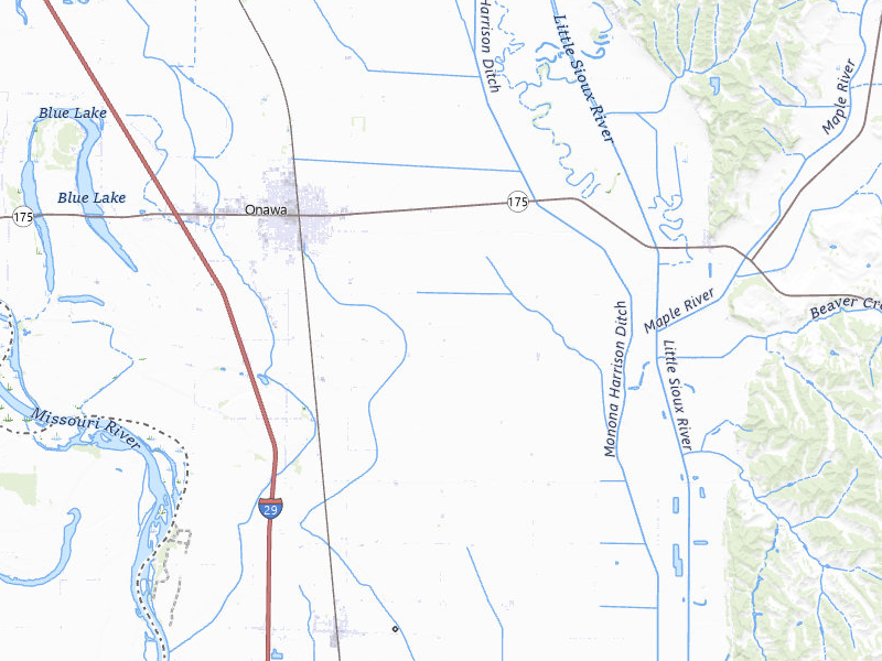 Radar-estimated hail-size map of the storm over Onawa, IA on Jun 30, 2026