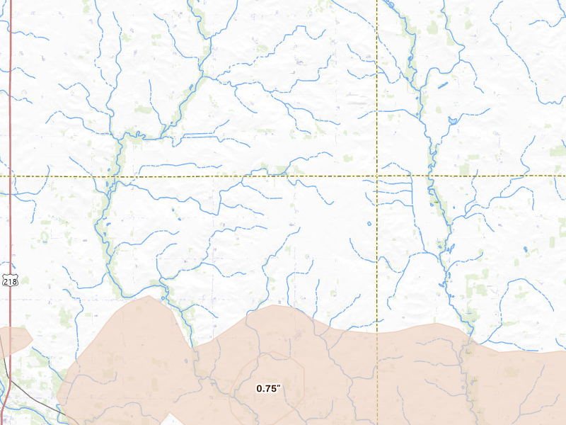 Radar-estimated hail-size map of the storm over Orchard, IA