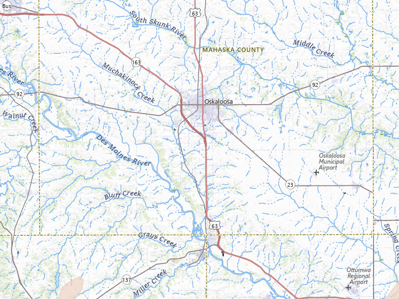 Radar-estimated hail-size map of the storm over Oskaloosa, IA on Apr 2, 2026