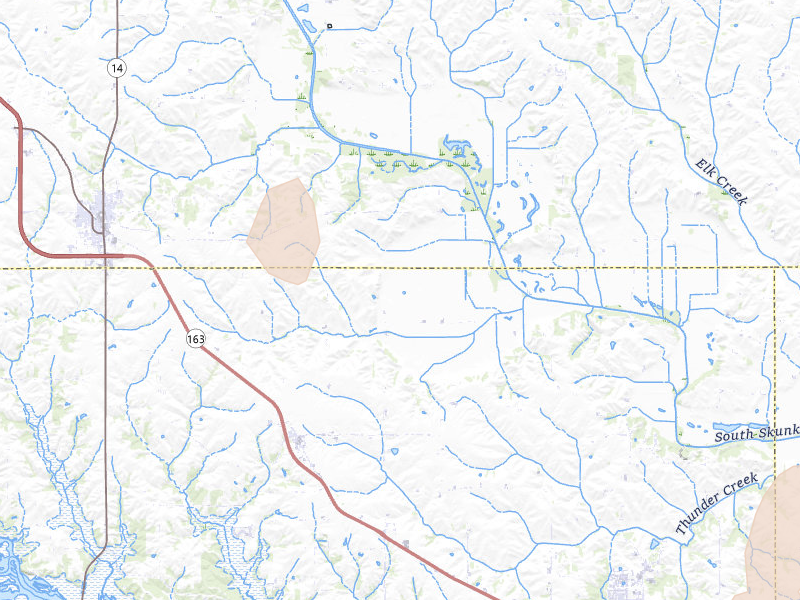 Radar-estimated hail-size map of the storm over Otley, IA on Jul 3, 2026