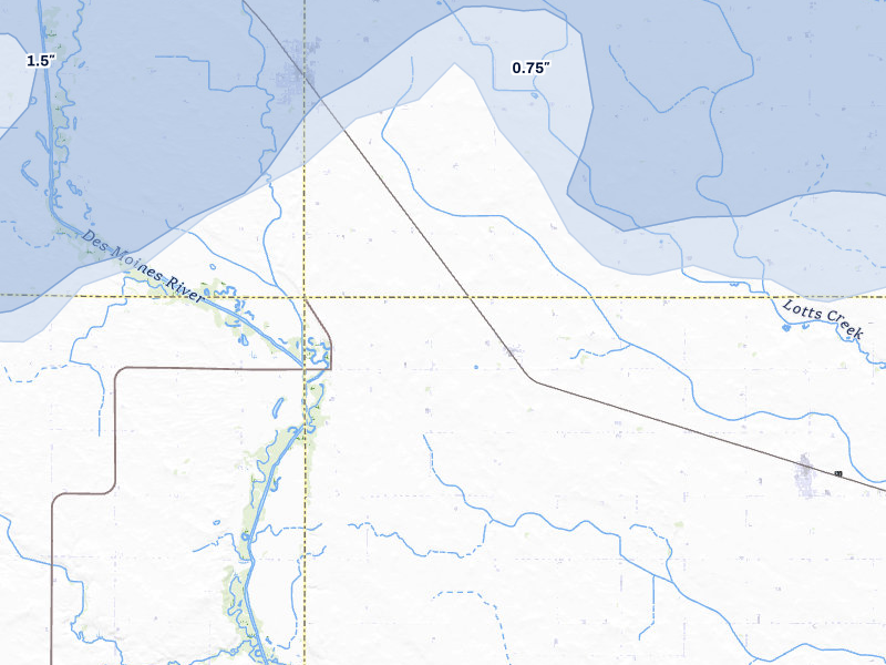 NEXRAD radar-signature map of the hail over Ottosen, IA