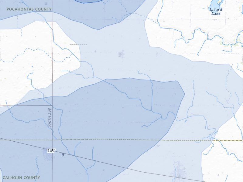 NEXRAD radar-signature map of the hail storm over Palmer, IA on May 15, 2026