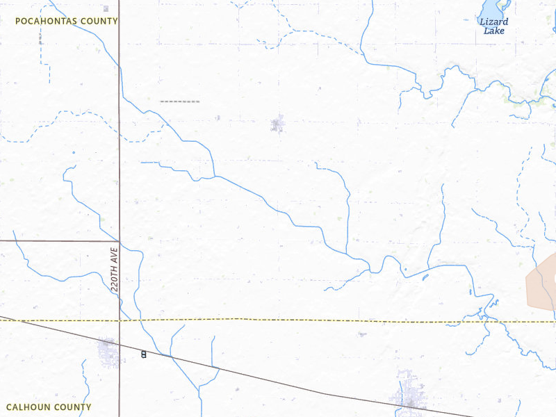 Radar-estimated hail-size map of the storm over Palmer, IA on May 25, 2026