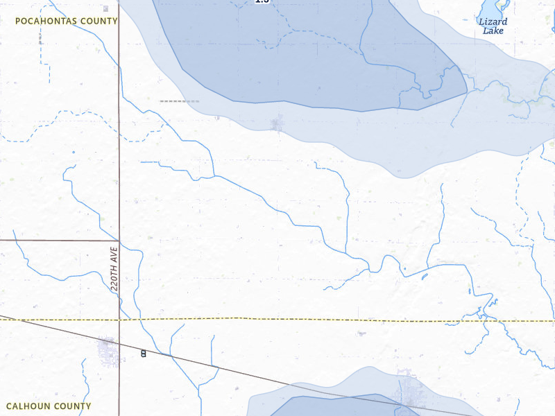 NEXRAD radar-signature map of the hail storm over Palmer, IA on Jul 8, 2026