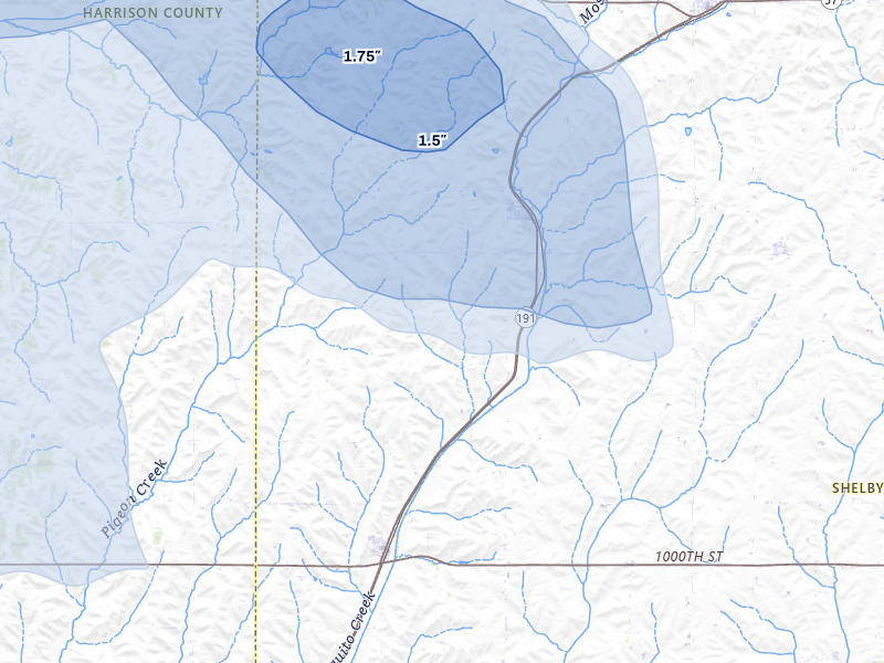 NEXRAD radar-signature map of the hail storm over Panama, IA on Jul 8, 2026