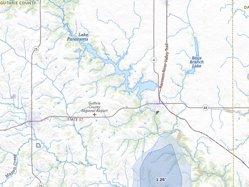 NEXRAD radar-signature map of the hail storm over Panora, IA on Jun 1, 2026