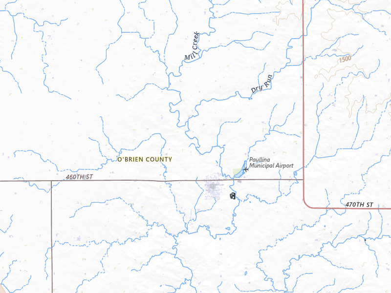 Radar-estimated hail-size map of the storm over Paullina, IA on Jul 2, 2026