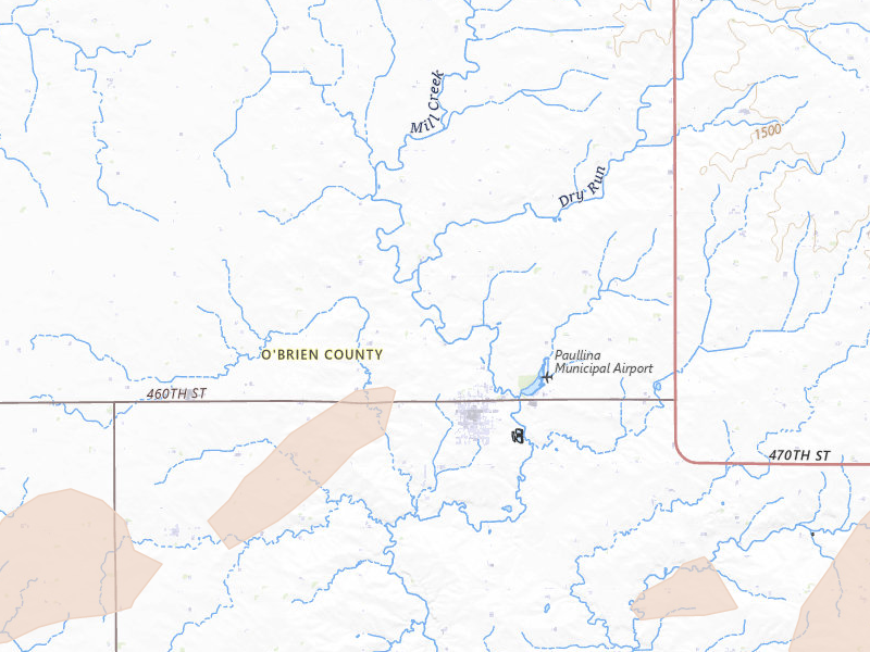 Radar-estimated hail-size map of the storm over Paullina, IA on Sep 1, 2026