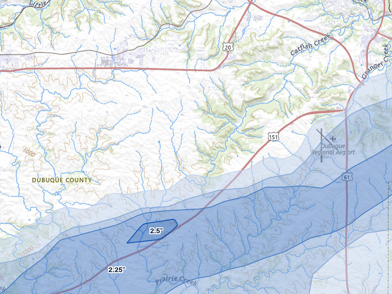 NEXRAD radar-signature map of the hail storm over Peosta, IA on Apr 17, 2026