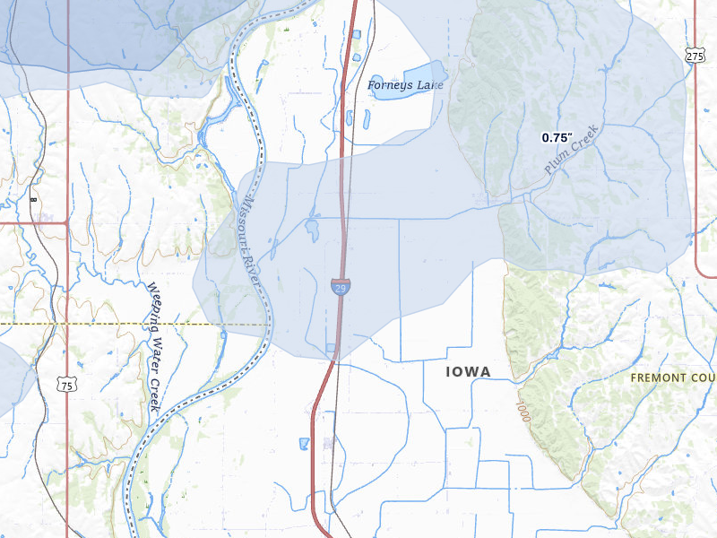 NEXRAD radar-signature map of the hail storm over Percival, IA on May 17, 2026