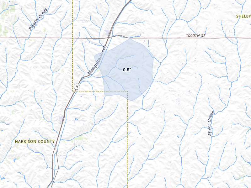 NEXRAD radar-signature map of the hail storm over Persia, IA on Mar 6, 2026