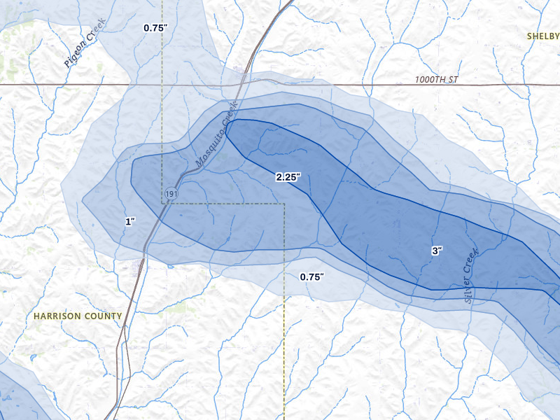 NEXRAD radar-signature map of the hail storm over Persia, IA on May 31, 2026