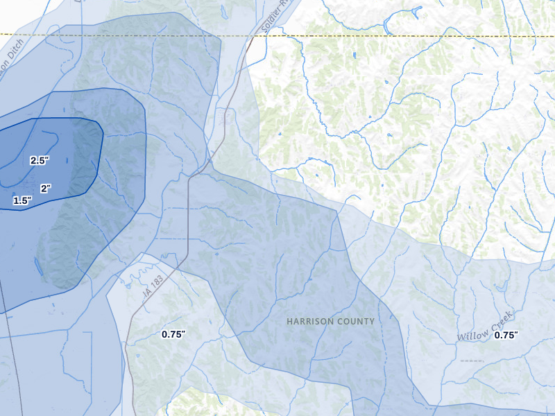NEXRAD radar-signature map of the hail storm over Pisgah, IA on May 31, 2026