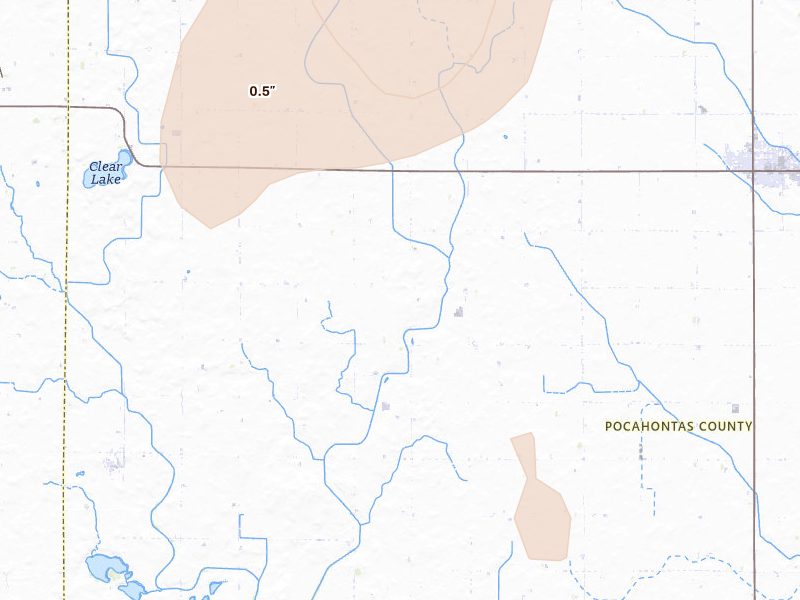 Radar-estimated hail-size map of the storm over Pocahontas, IA