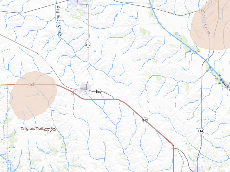 Radar-estimated hail-size map of the storm over Prairie City, IA on Jun 10, 2026