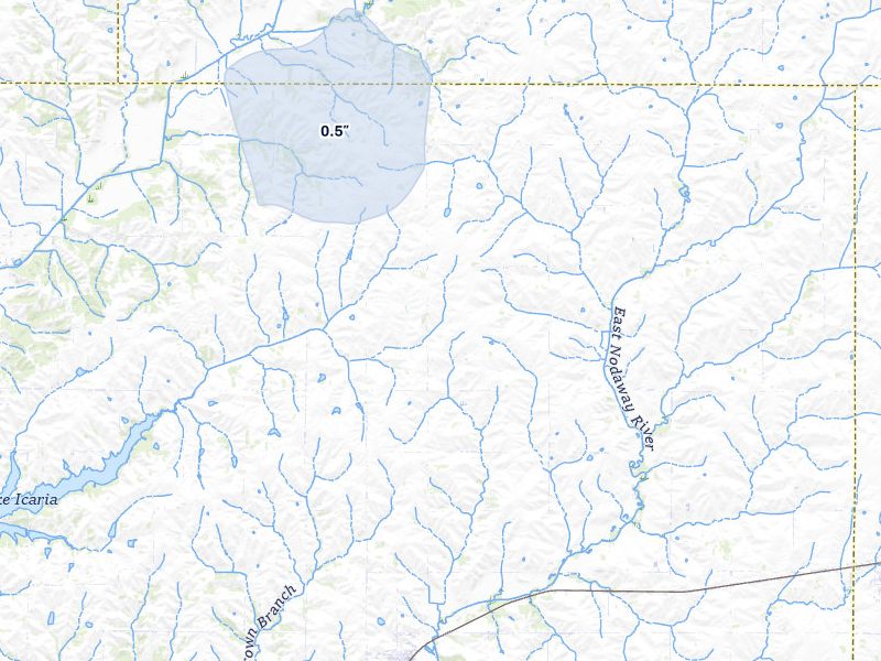 NEXRAD radar-signature map of the hail storm over Prescott, IA on Mar 6, 2026