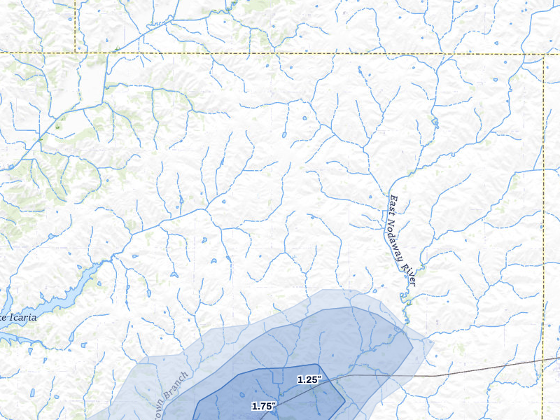 NEXRAD radar-signature map of the hail storm over Prescott, IA on May 16, 2026