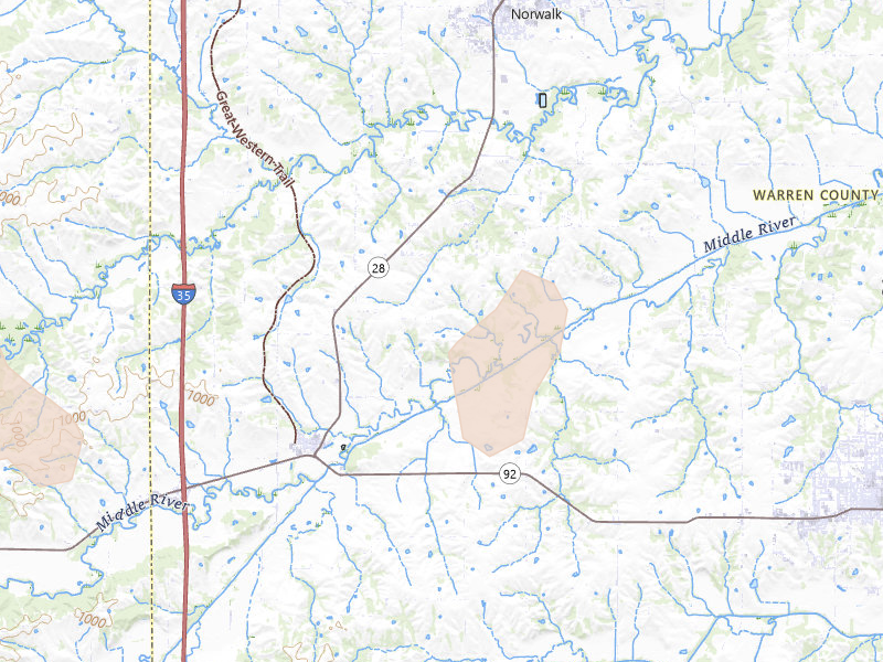 Radar-estimated hail-size map of the storm over Prole, IA