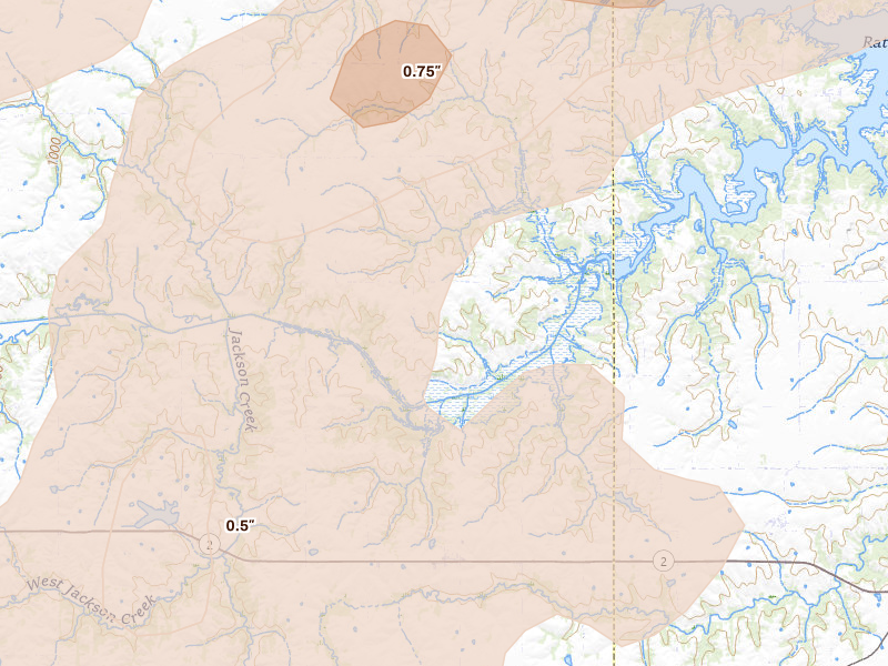 Radar-estimated hail-size map of the storm over Promise City, IA on Apr 17, 2026