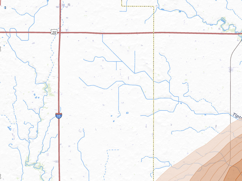 Radar-estimated hail-size map of the storm over Radcliffe, IA