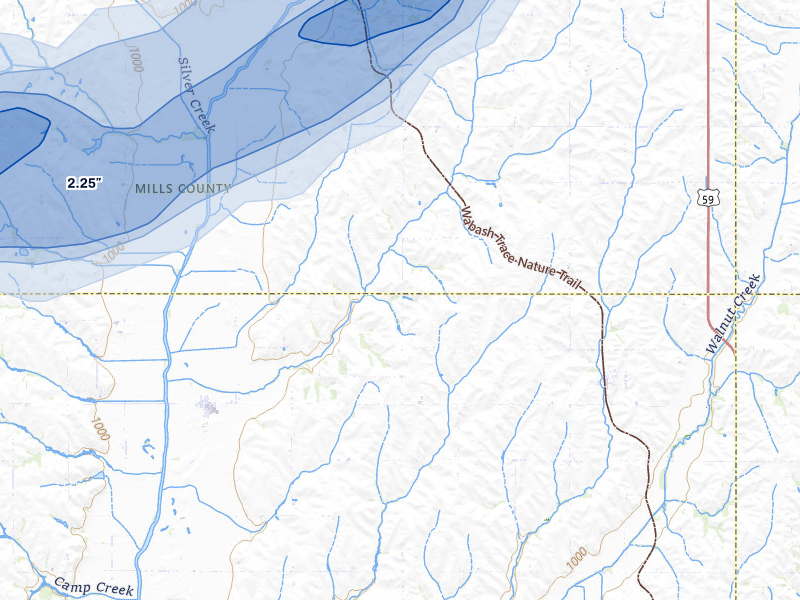 NEXRAD radar-signature map of the hail storm over Randolph, IA on May 15, 2026