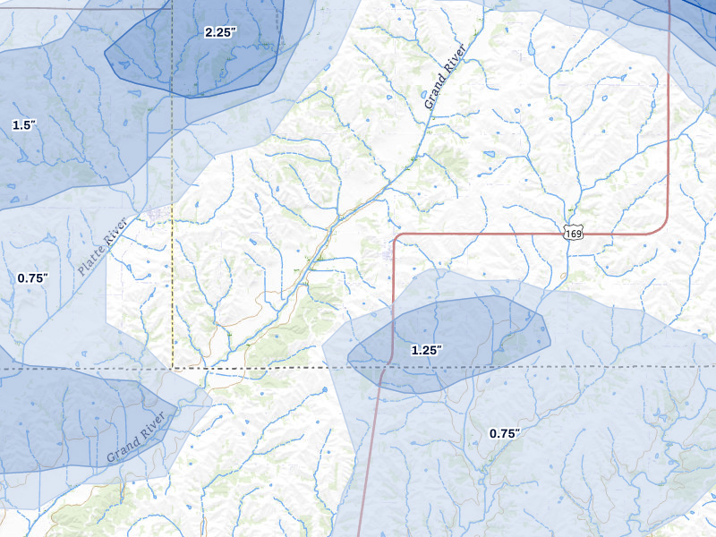 NEXRAD radar-signature map of the hail storm over Redding, IA on May 16, 2026