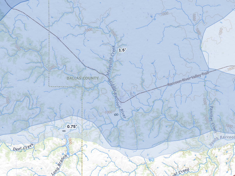 NEXRAD radar-signature map of the hail storm over Redfield, IA on Mar 30, 2026