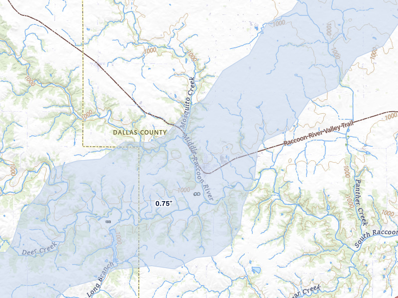 NEXRAD radar-signature map of the hail storm over Redfield, IA on May 18, 2026