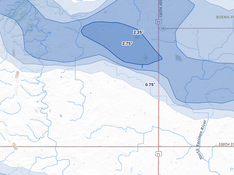 NEXRAD radar-signature map of the hail storm over Rembrandt, IA on May 15, 2026