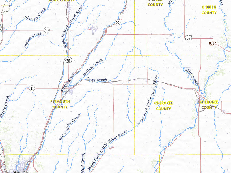 Radar-estimated hail-size map of the storm over Remsen, IA on Mar 6, 2026