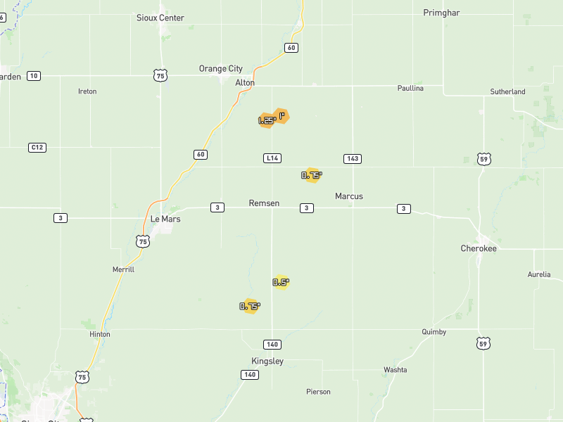 Hail map of Remsen, IA on Jun 30, 2026, hail up to 1.25"