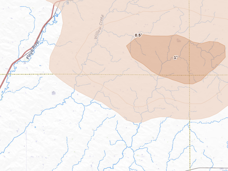 Radar-estimated hail-size map of the storm over Remsen, IA