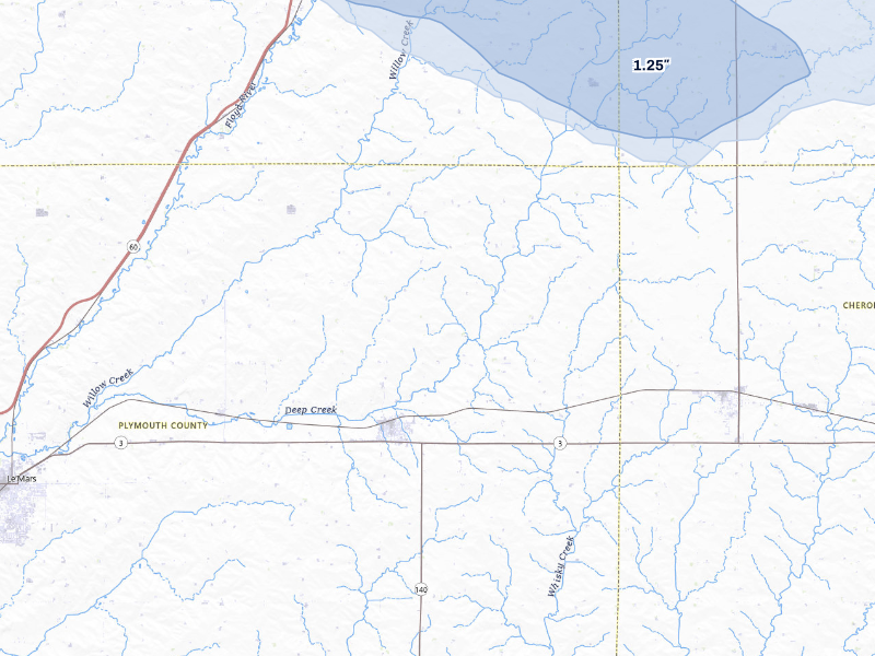 NEXRAD radar-signature map of the hail storm over Remsen, IA on Sep 5, 2026